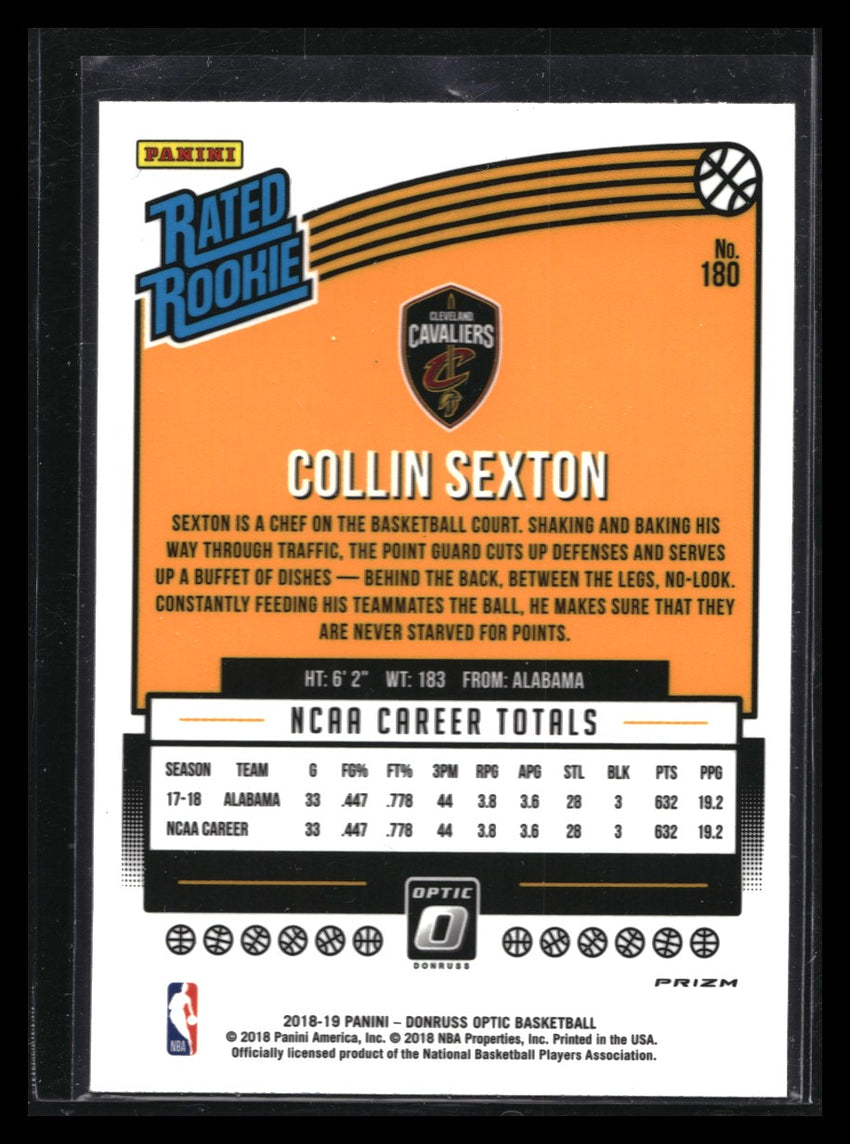 2018-19 Donruss Optic COLLIN SEXTON Rated Rookie Choice Silver Mojo #180