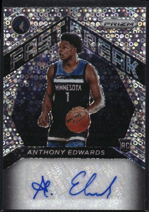 2020-21 Prizm Anthony Edwards Fast Break Rookie Auto Silver Disco 
