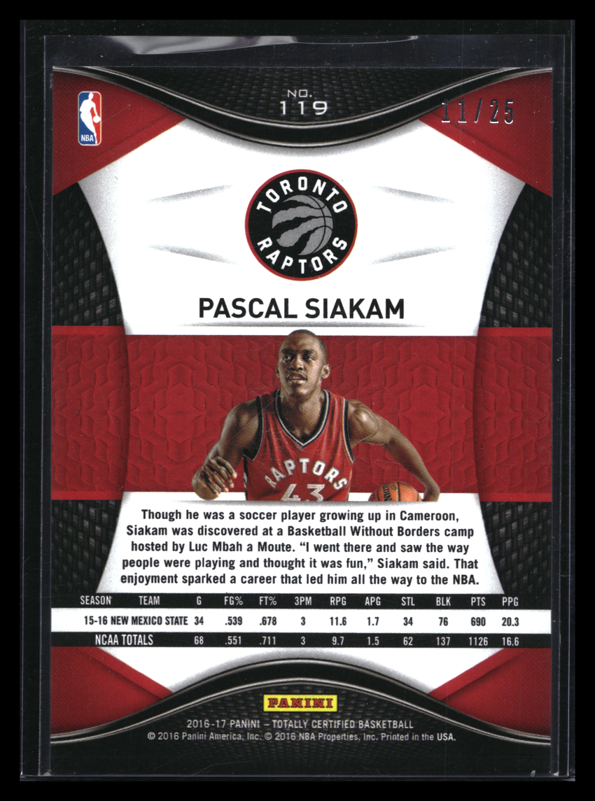 2016-17 Totally Certified Pascal Siakam Rookie Camo 11/25