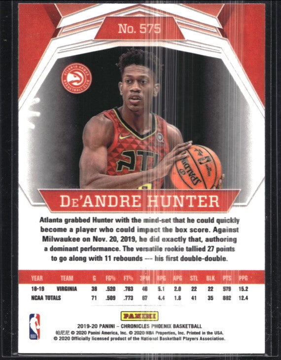 2019-20 Chronicles Deandre Hunter Phoenix Rookie Pink No 575