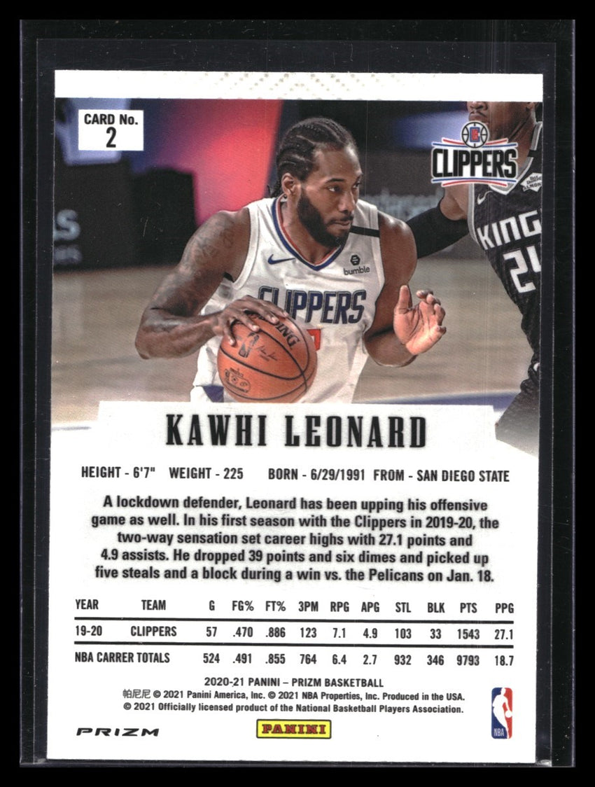 2020-21 Prizm Kawhi Leonard Flashback Hyper Prizm No 2