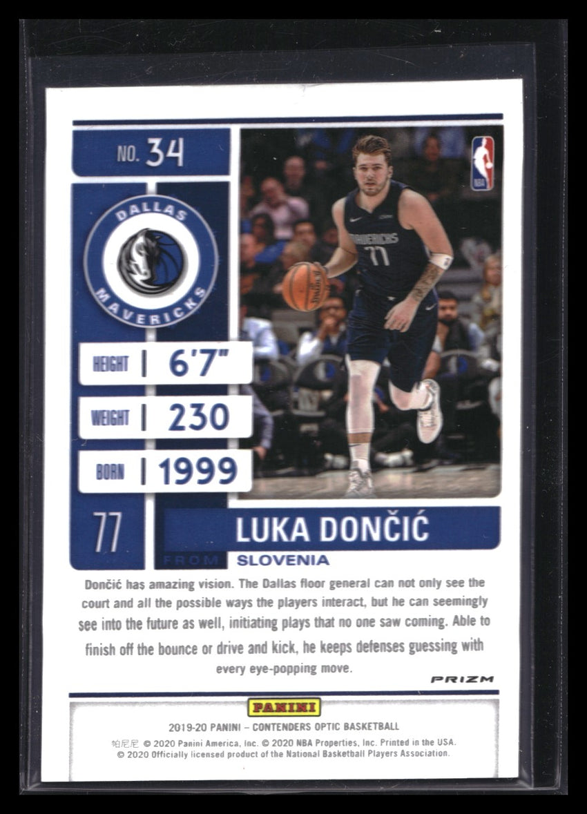 2019-20 Contenders Optic Luka Doncic Season Ticket Red Prizm No 34