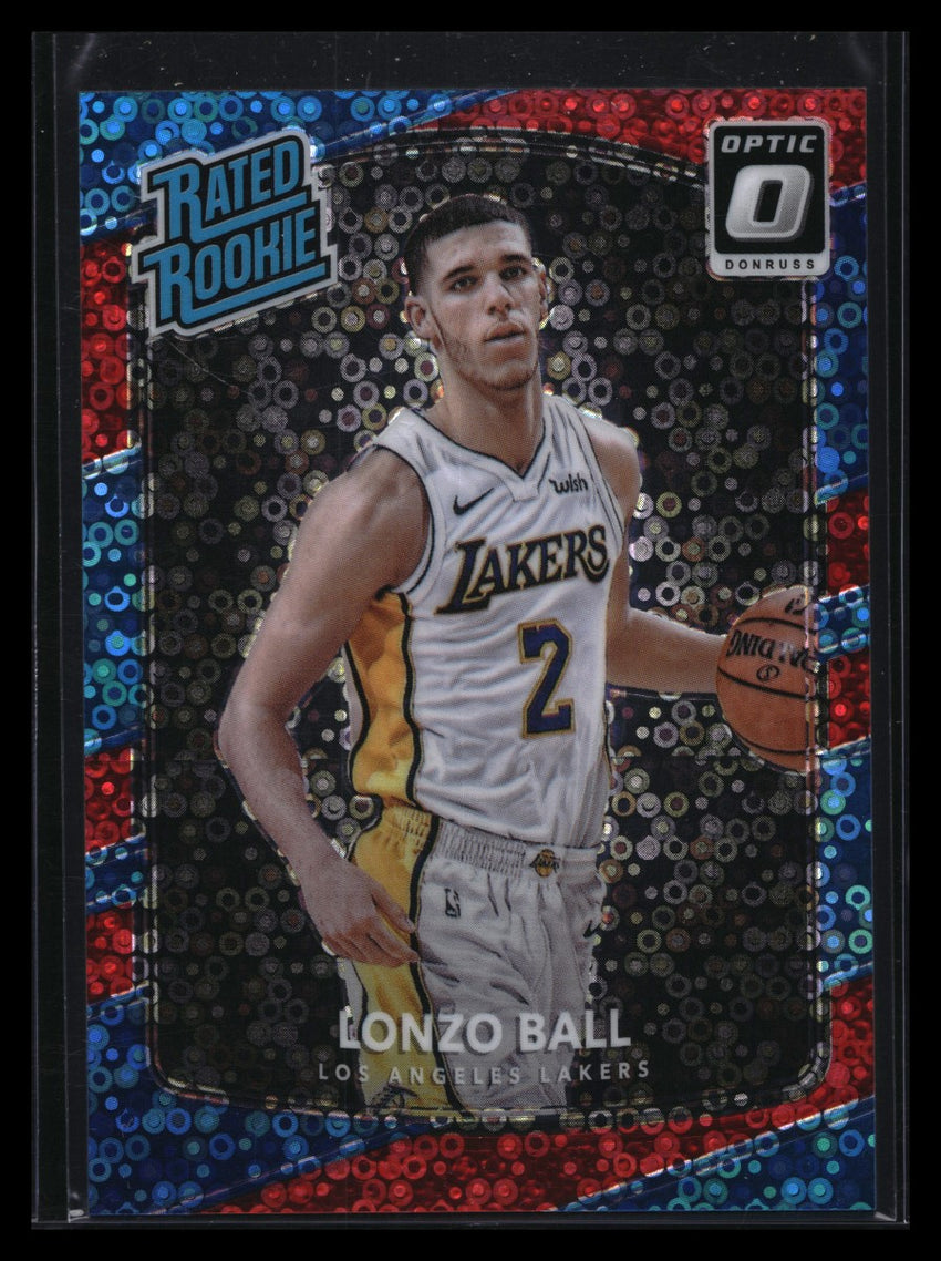 2017-18 Donruss Optic Lonzo Ball Rated Rookie Fast Break Red Disco 37/85