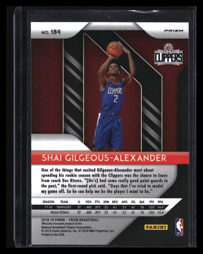 2018-19 Prizm Shai Gilgeous-alexander Rookie Red White Blue No 184