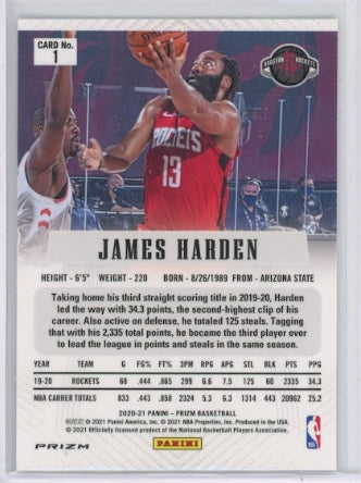 2020-21 Prizm James Harden Flashback Silver Prizm No 1