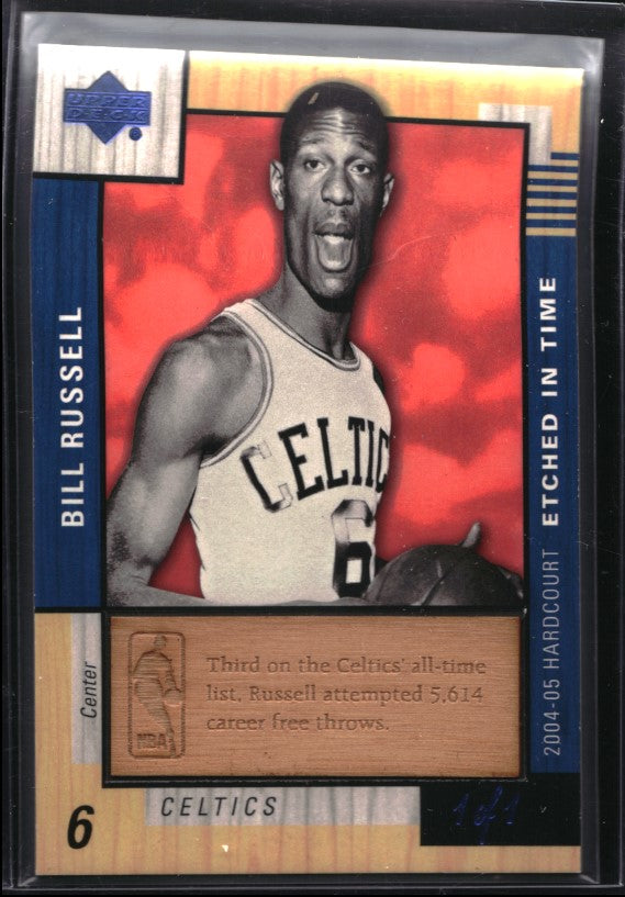 2004-05 Upper Deck Hardcourt Bill Russell Etched In Time 5614 Free Throws 1/1