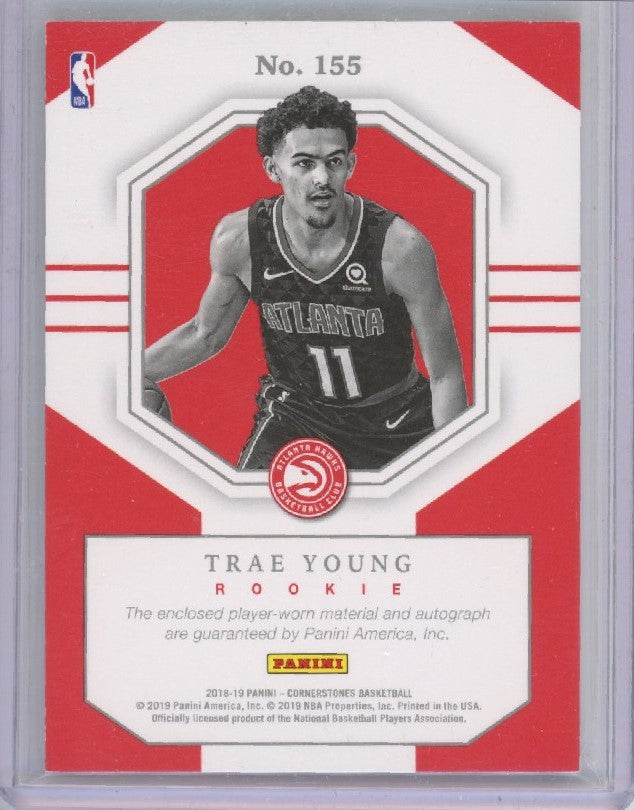 2018-19 Cornerstones Trae Young Quad Rookie Jersey Auto 159/199