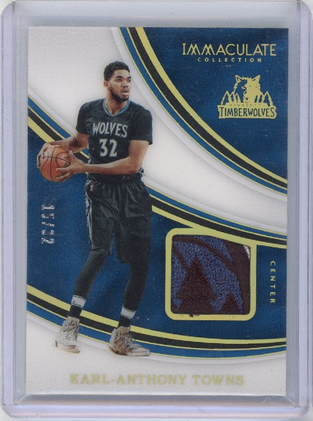 2016-17 Immaculate Karl-anthony Towns Patch Jersey Number Acetate 15/32