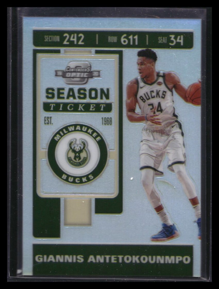 2019-20 Contenders Optic Giannis Antetokounmpo Season Ticket Silver Prizm No 84
