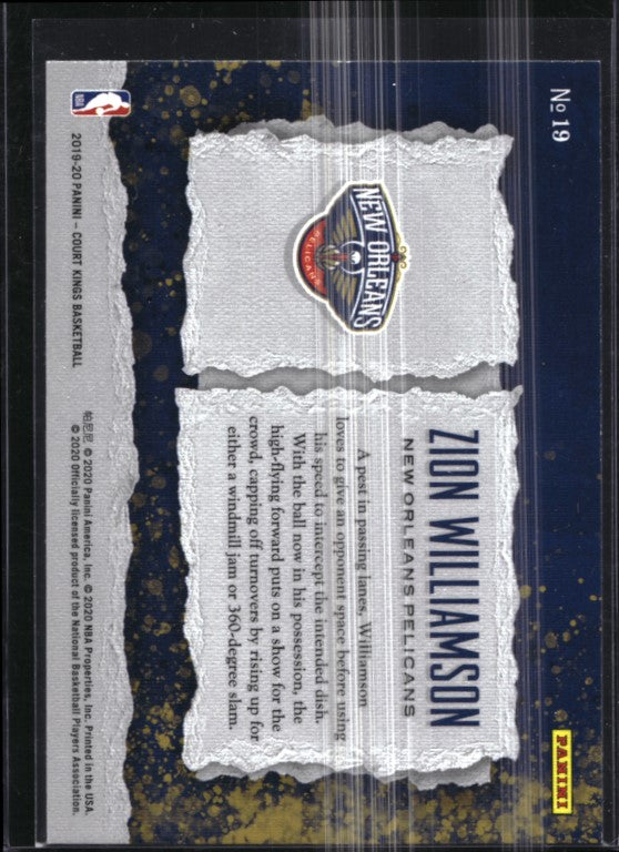 2019-20 Court Kings Zion Williamson Maestro Rookie Base No 19
