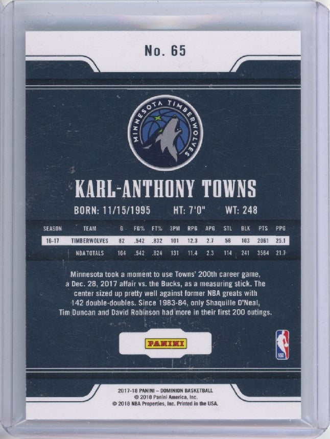 2017-18 Dominion Karl-anthony Towns Platinum 1/1