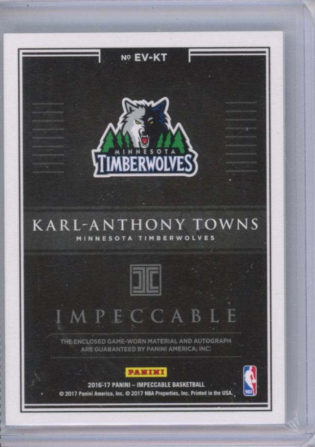 2016-17 Impeccable KARL-ANTHONY TOWNS Elegance Veteran Patch Auto Holo Gold 7/10