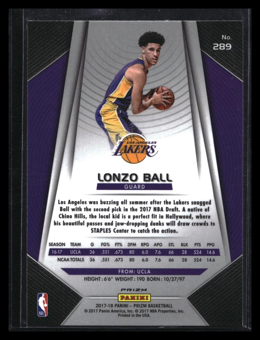 2017-18 Prizm Lonzo Ball Rookie Silver No 289