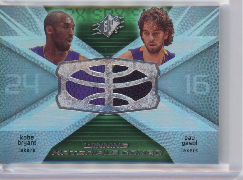 2008-09 Spx Kobe Bryant Pau Gasol Winning Materials Combo Dual Jersey No Bg