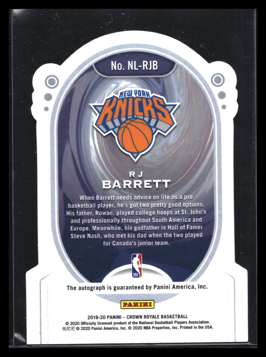 2019-20 Crown Royale Rj Barrett Lineage Die-cut Rookie Auto 23/49
