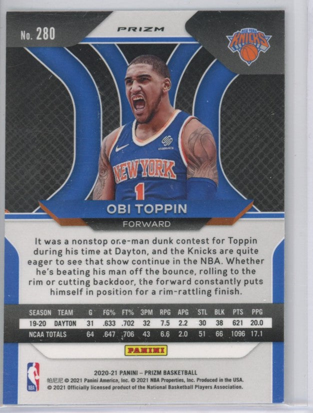 2020-21 Prizm Obi Toppin Rookie Silver Prizm No 280