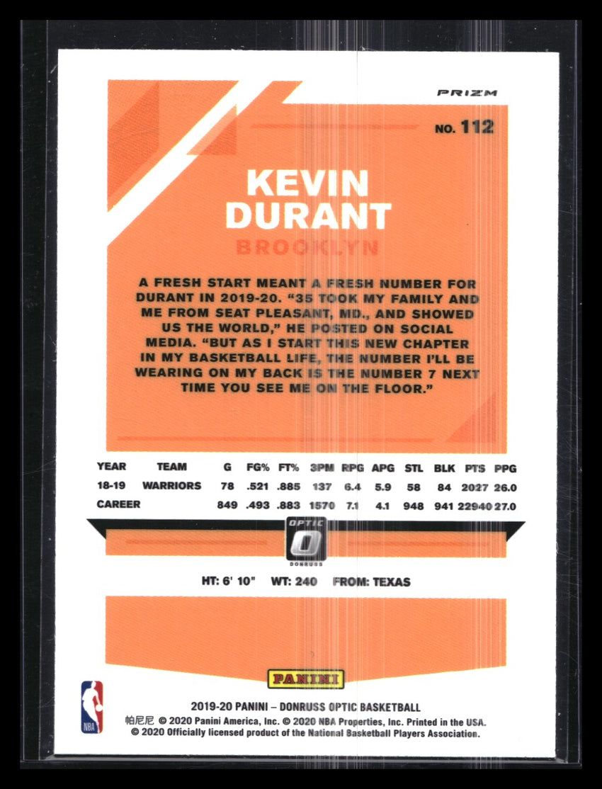 2019-20 Donruss Optic KEVIN DURANT Fanatics Wave Silver #112