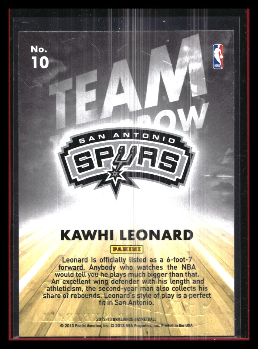 2012-13 Brilliance Kawhi Leonard Team Tomorrow Rookie No 10