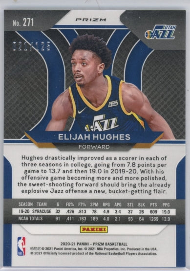 2020-21 Prizm Elijah Hughes Rookie Blue Ice 21/125