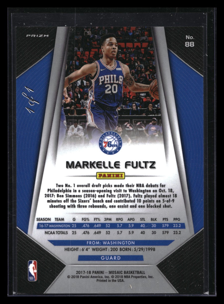 2017-18 Prizm Mosaic Markelle Fultz Rookie Black 1/1