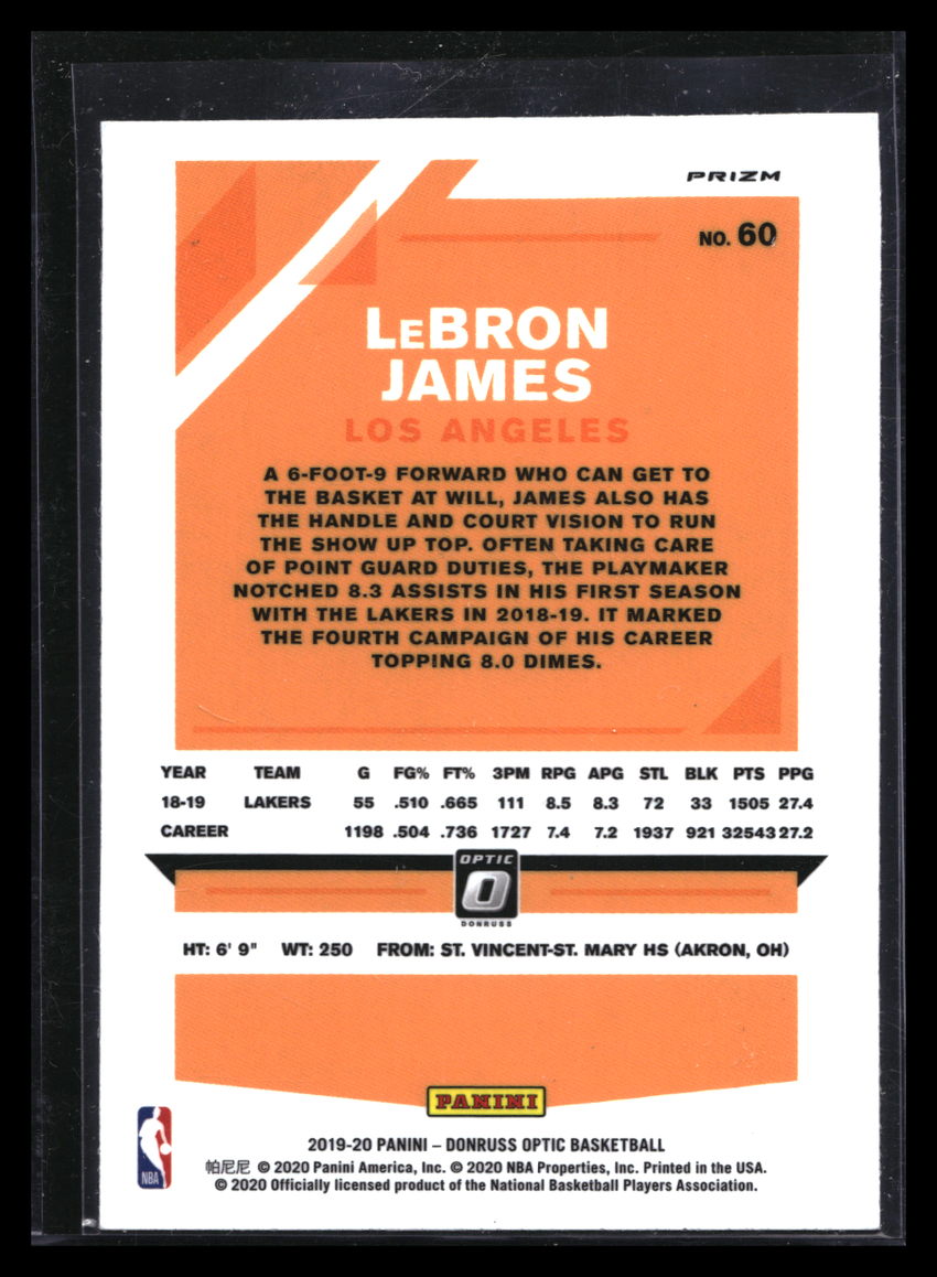2019-20 Donruss Optic LEBRON JAMES Purple Holo #60
