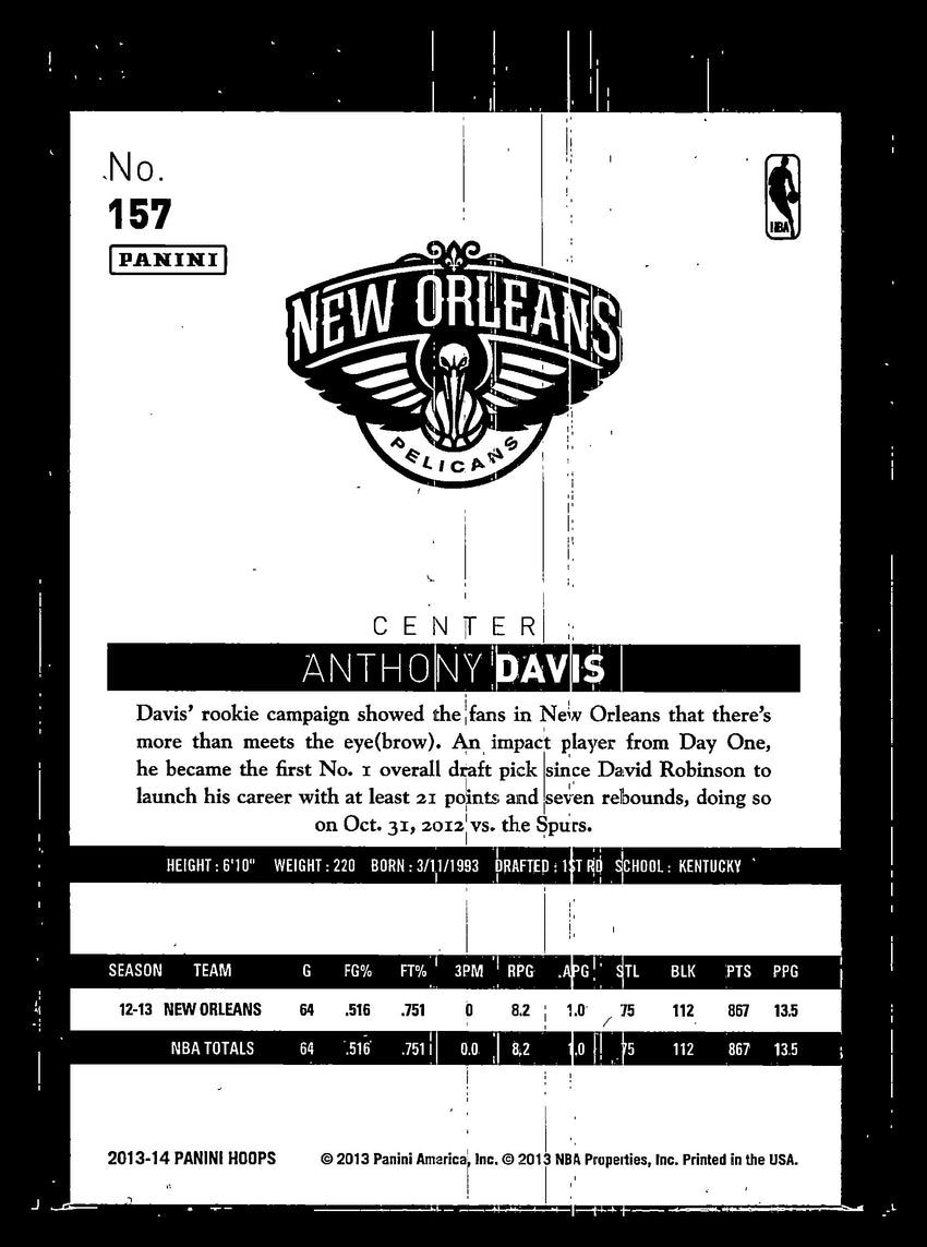 2013-14 Hoops ANTHONY DAVIS Gold #157
