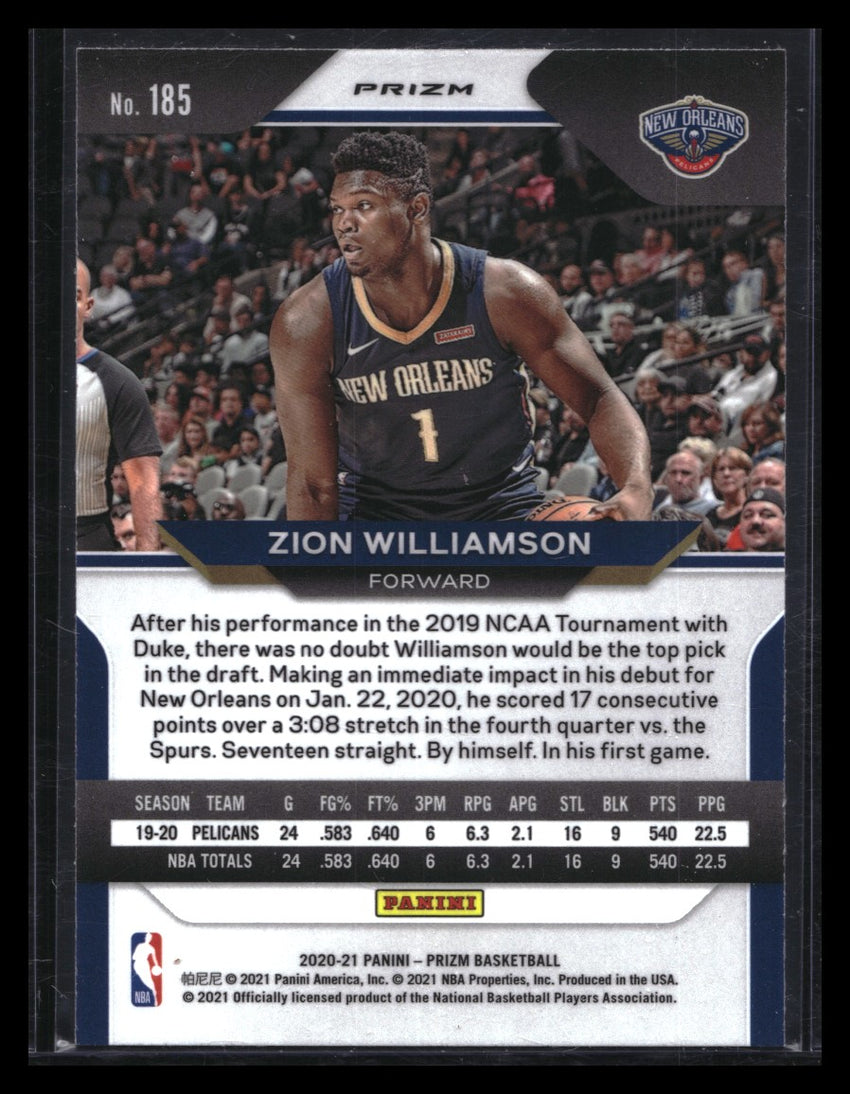 2020-21 Prizm ZION WILLIAMSON Hyper Prizm #185
