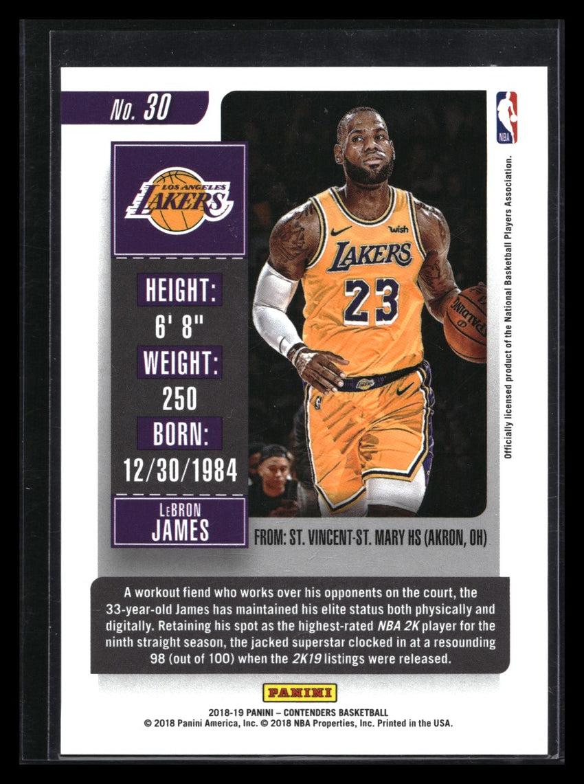 2018-19 Contenders Lebron James Playoff Ticket 60/199