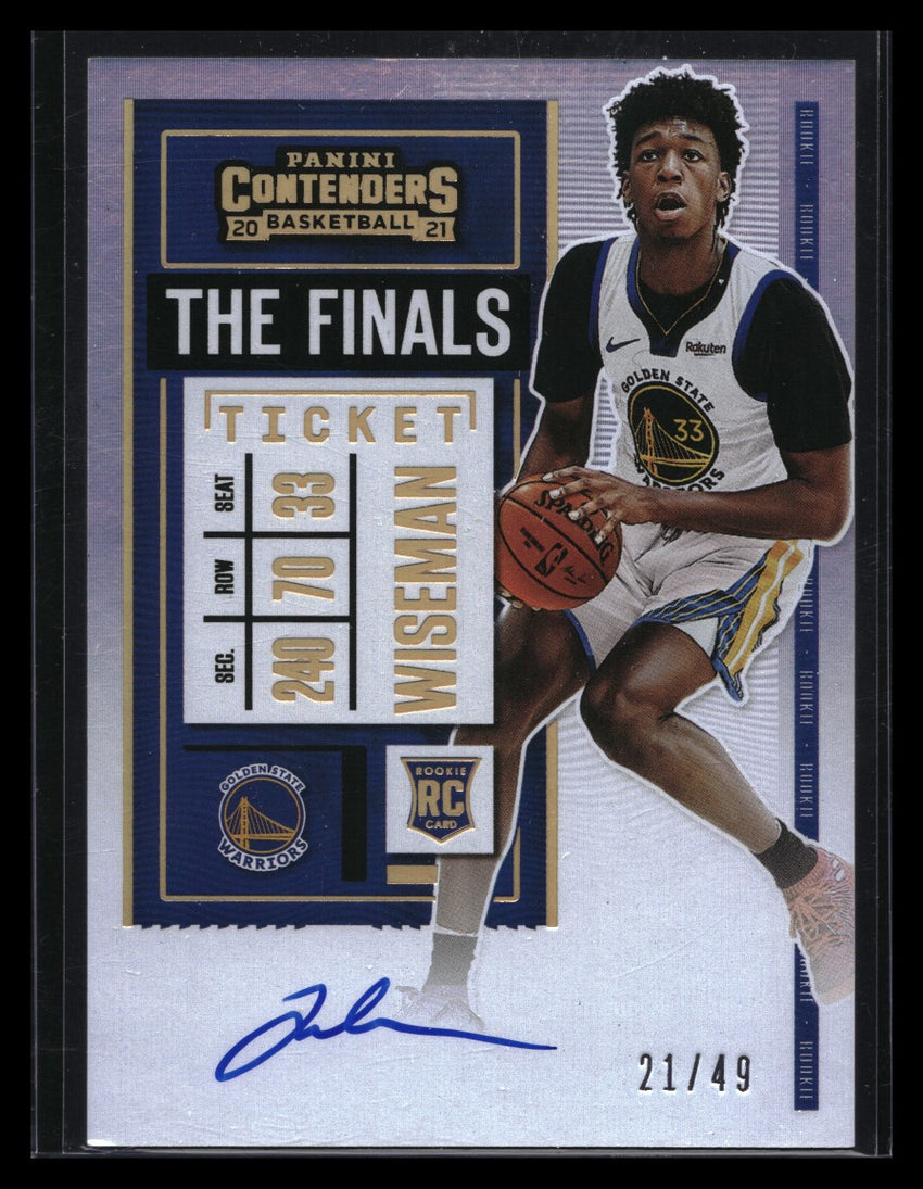 2020-21 Contenders James Wiseman The Finals Ticket Variation Rookie Auto 21/49