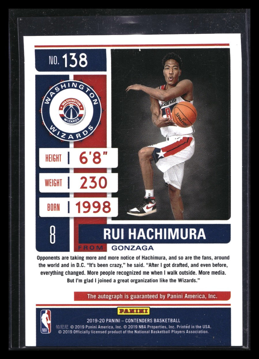 2019-20 Contenders Rui Hachimura Playoff Ticket Rookie Auto 16/99