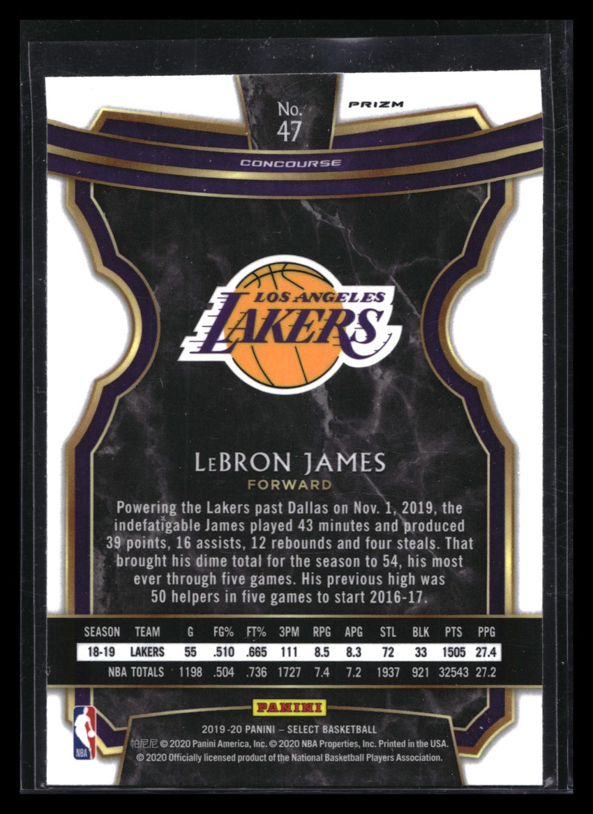 2019-20 Select Lebron James Concourse Silver Prizm No 47
