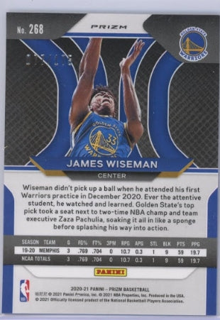 2020-21 Prizm James Wiseman Fast Break Rookie Blue Disco 77/175