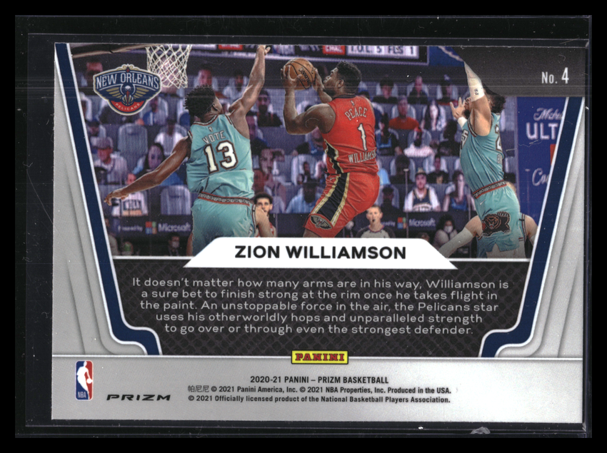 2020-21 Prizm ZION WILLIAMSON Widescreen Silver Prizm #4