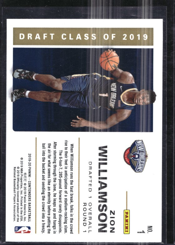 2019-20 Contenders ZION WILLIAMSON Draft Class Of 2019 Rookie Base #1