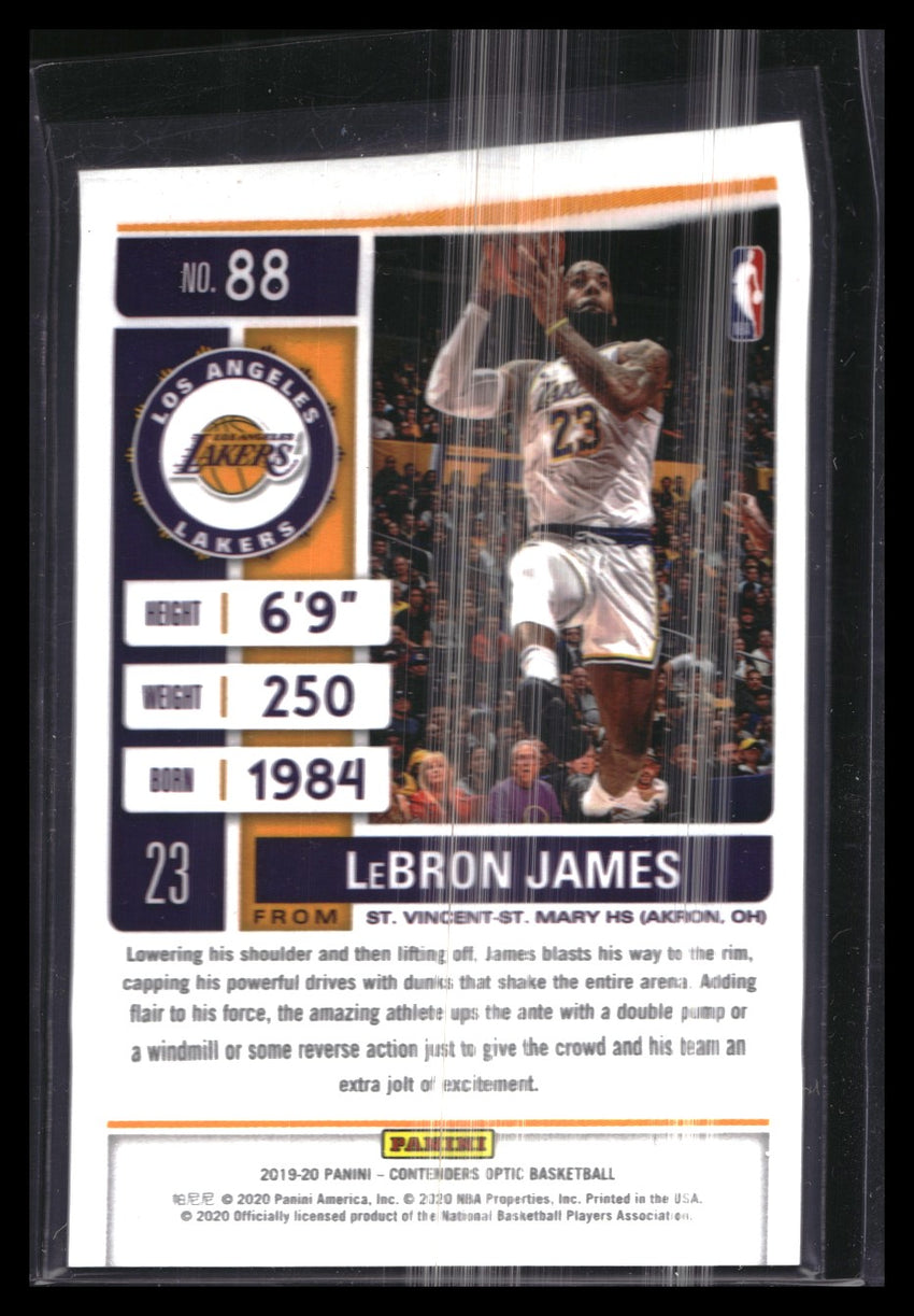 2019-20 Contenders Optic LEBRON JAMES Season Ticket Base #88