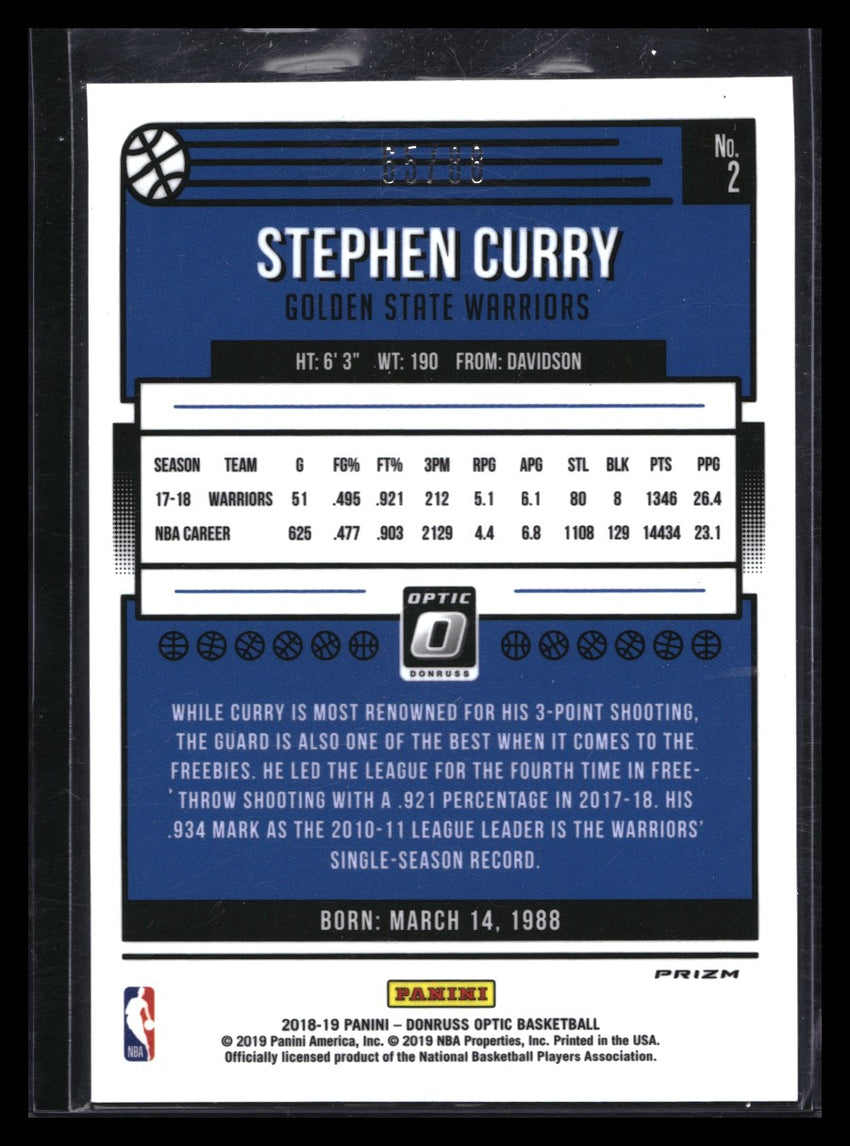 2018-19 Donruss Optic Stephen Curry Choice Red Mojo 65/88