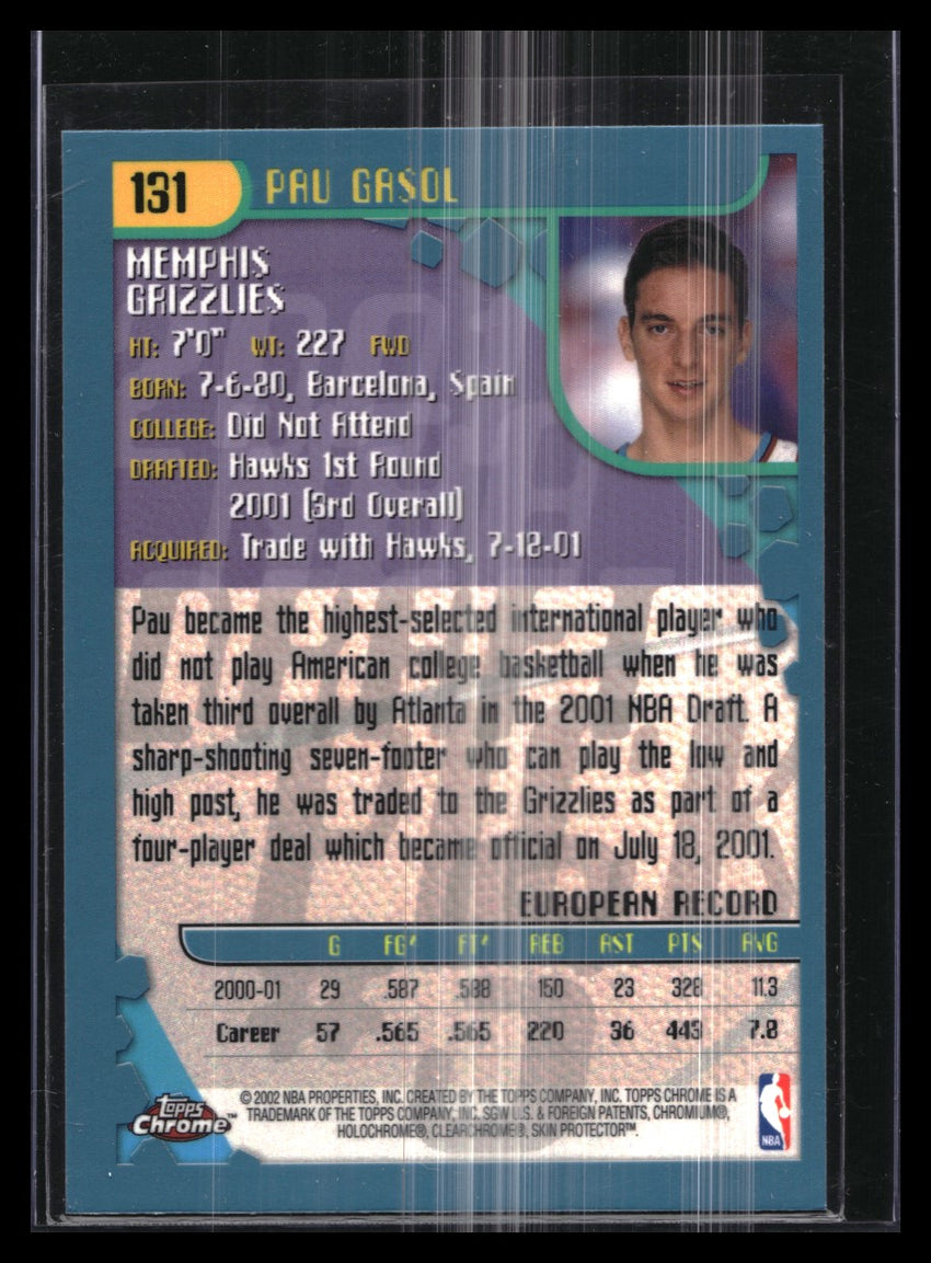 2001-02 Topps Chrome Pau Gasol Rookie Base No 131