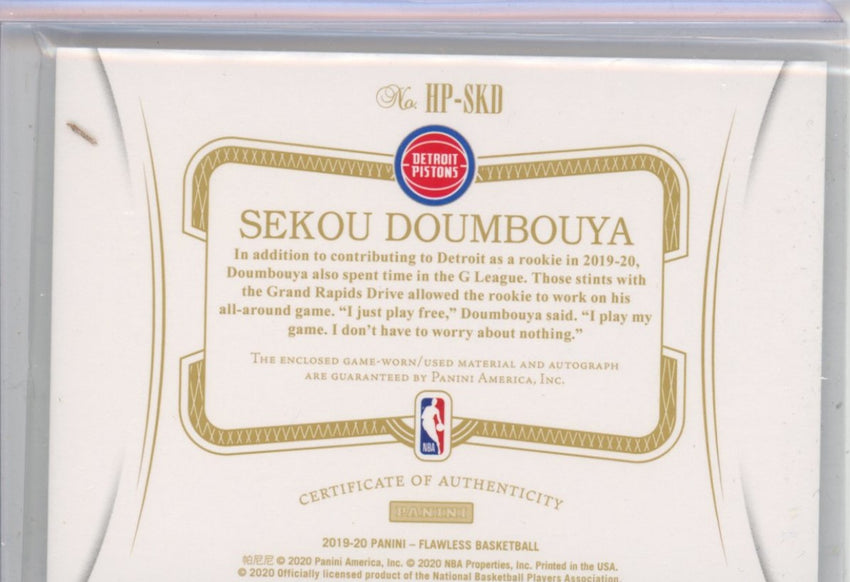 2019-20 Flawless Sekou Doumbouya Horizontal Rookie Patch Auto Gold 8/10