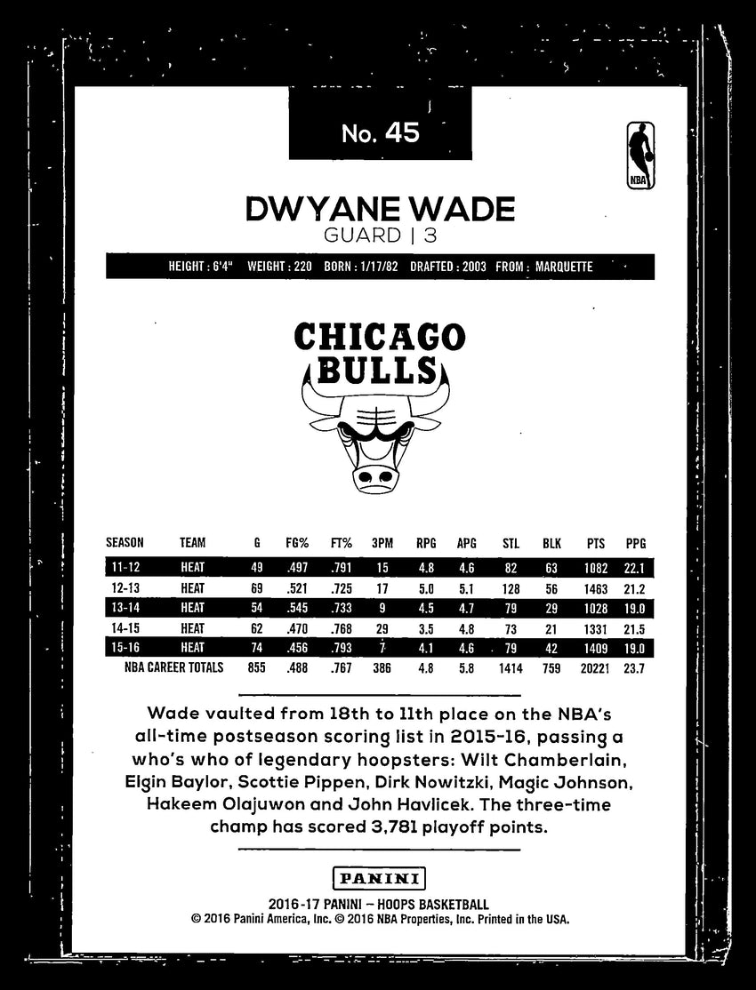 2016-17 Hoops Dwyane Wade Gold 9/10