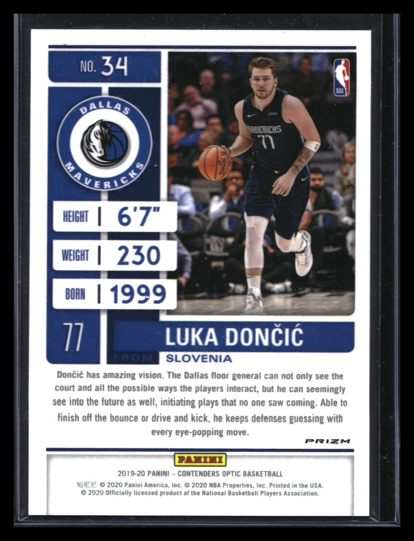 2019-20 Contenders Optic LUKA DONCIC Season Ticket Silver Prizm #34