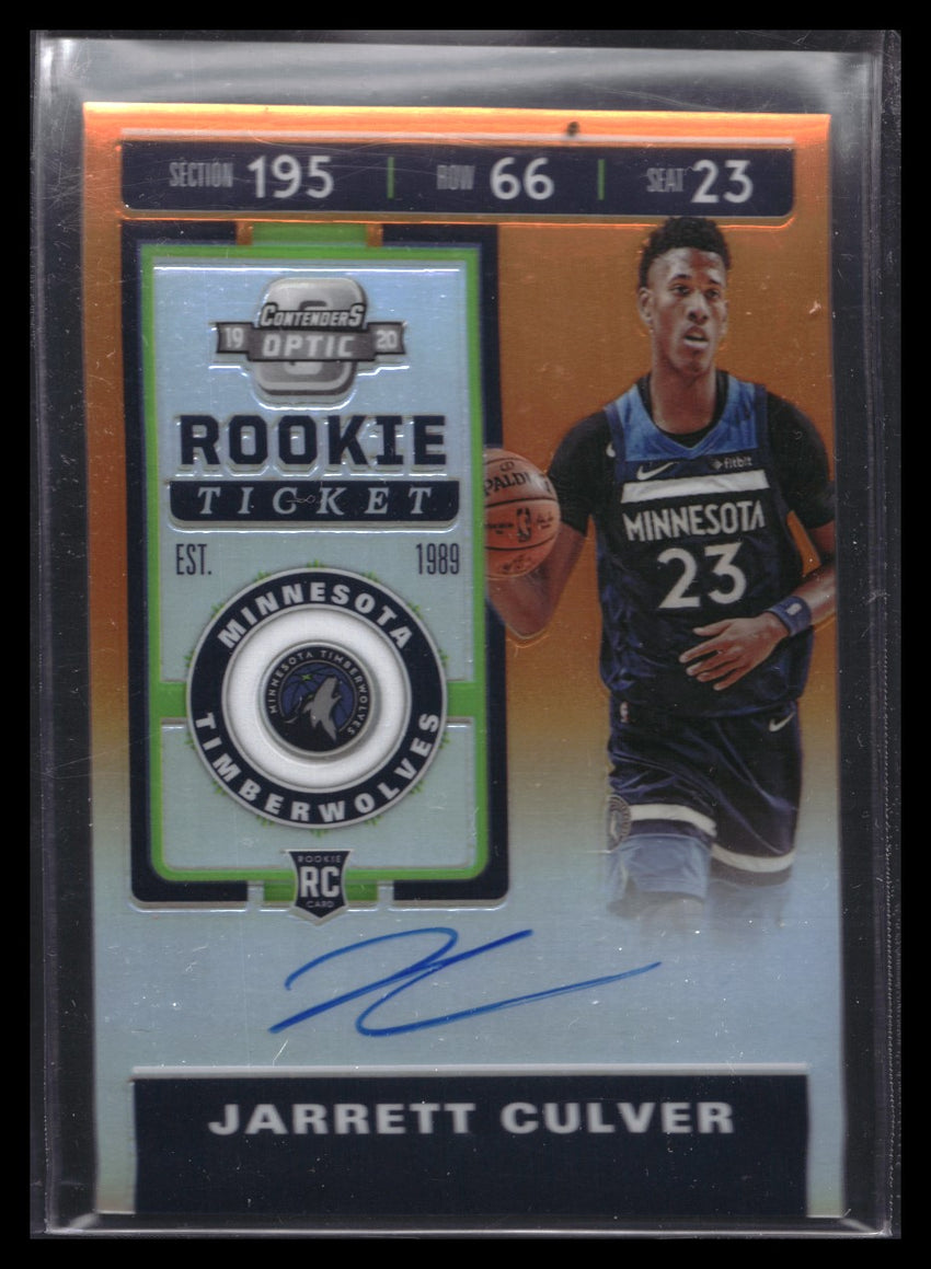 2019-20 Contenders Optic Jarrett Culver Rookie Ticket Auto Orange Prizm 16/25