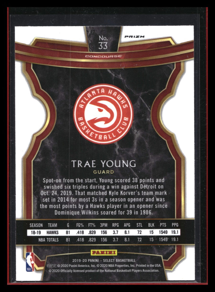 2019-20 Select Trae Young Concourse Tri-color No 33