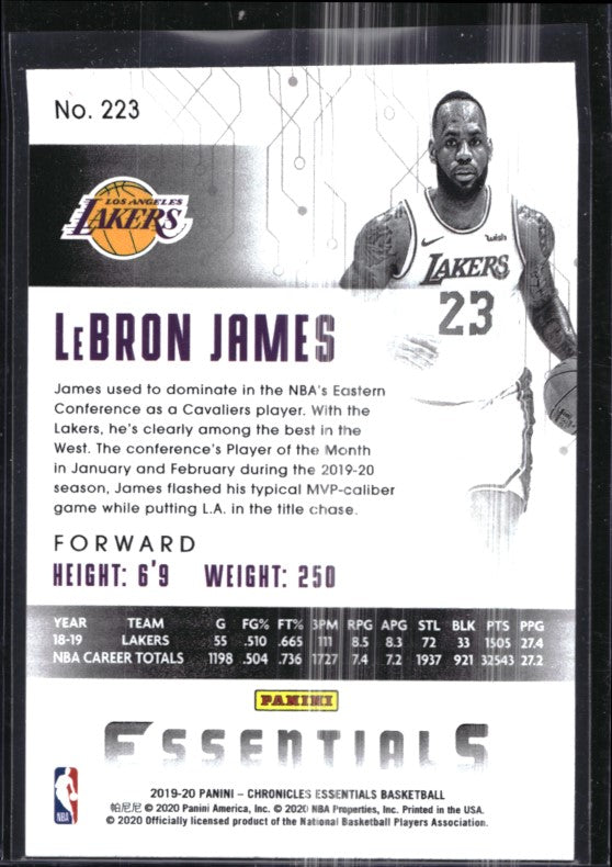 2019-20 Chronicles Lebron James Essentials Bronze No 223