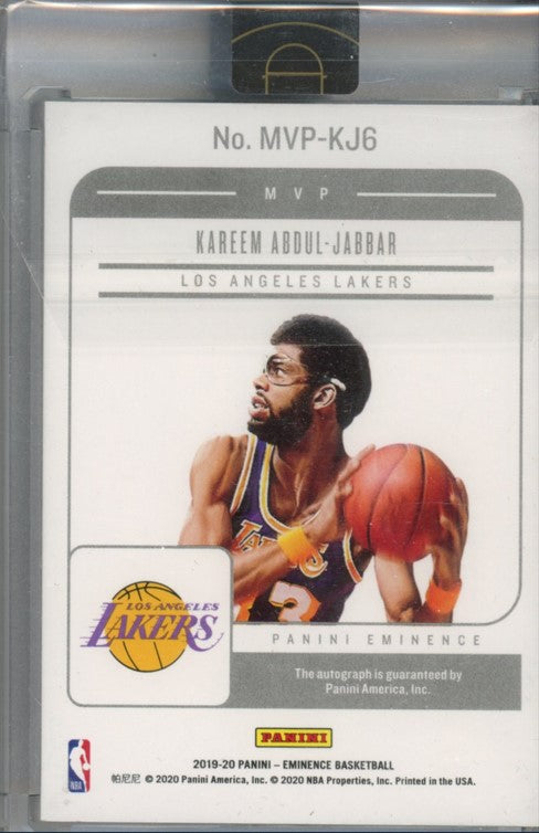 2019-20 Eminence Kareem Abdul-jabbar Mvp Metal Auto .999 Fine Silver 2/10