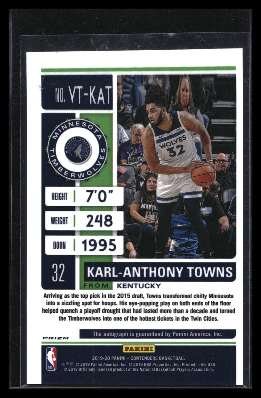 2019-20 Contenders KARL-ANTHONY TOWNS Veteran Ticket Auto Green Shimmer SSP #KAT