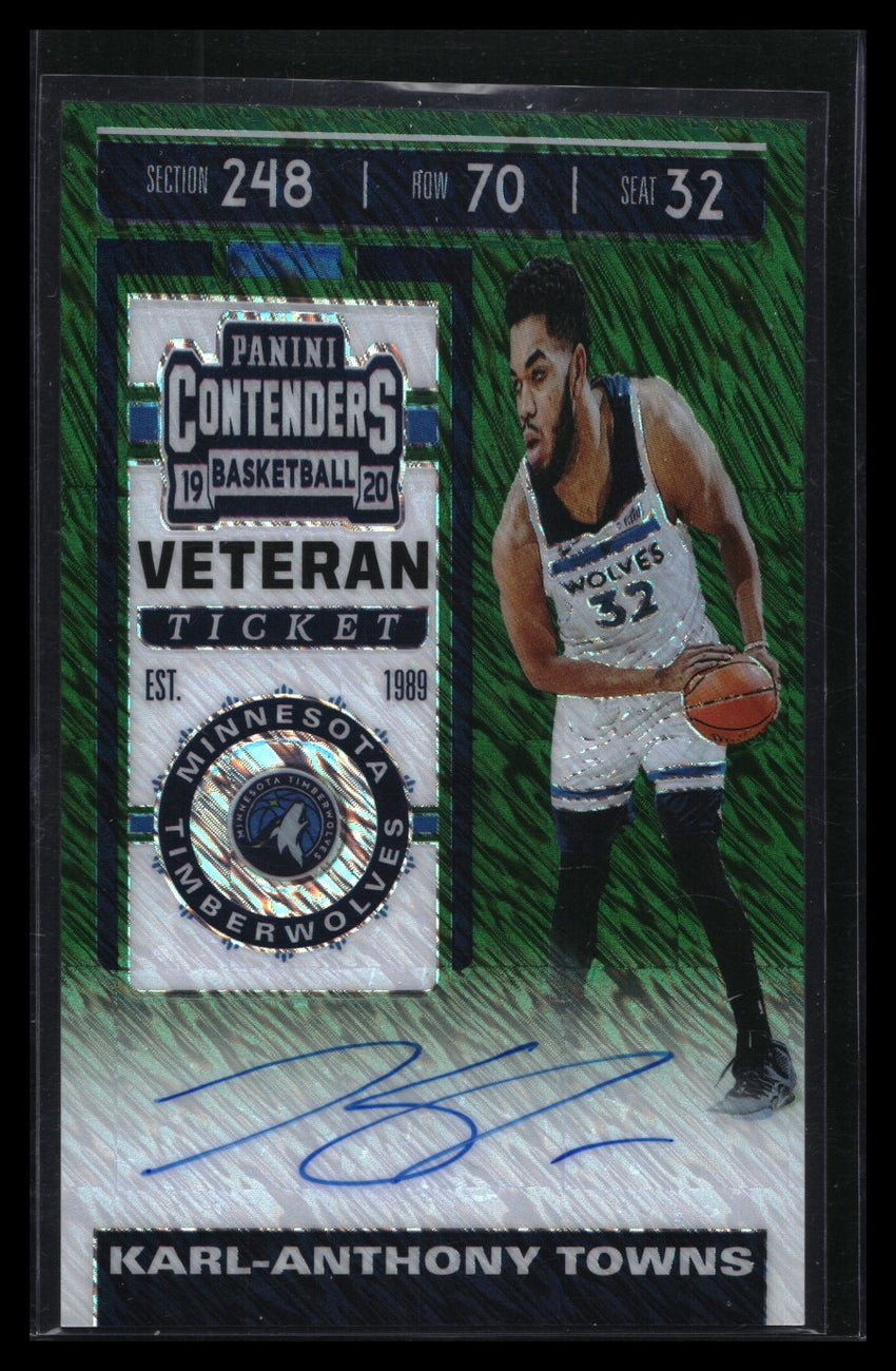 2019-20 Contenders KARL-ANTHONY TOWNS Veteran Ticket Auto Green Shimmer SSP #KAT