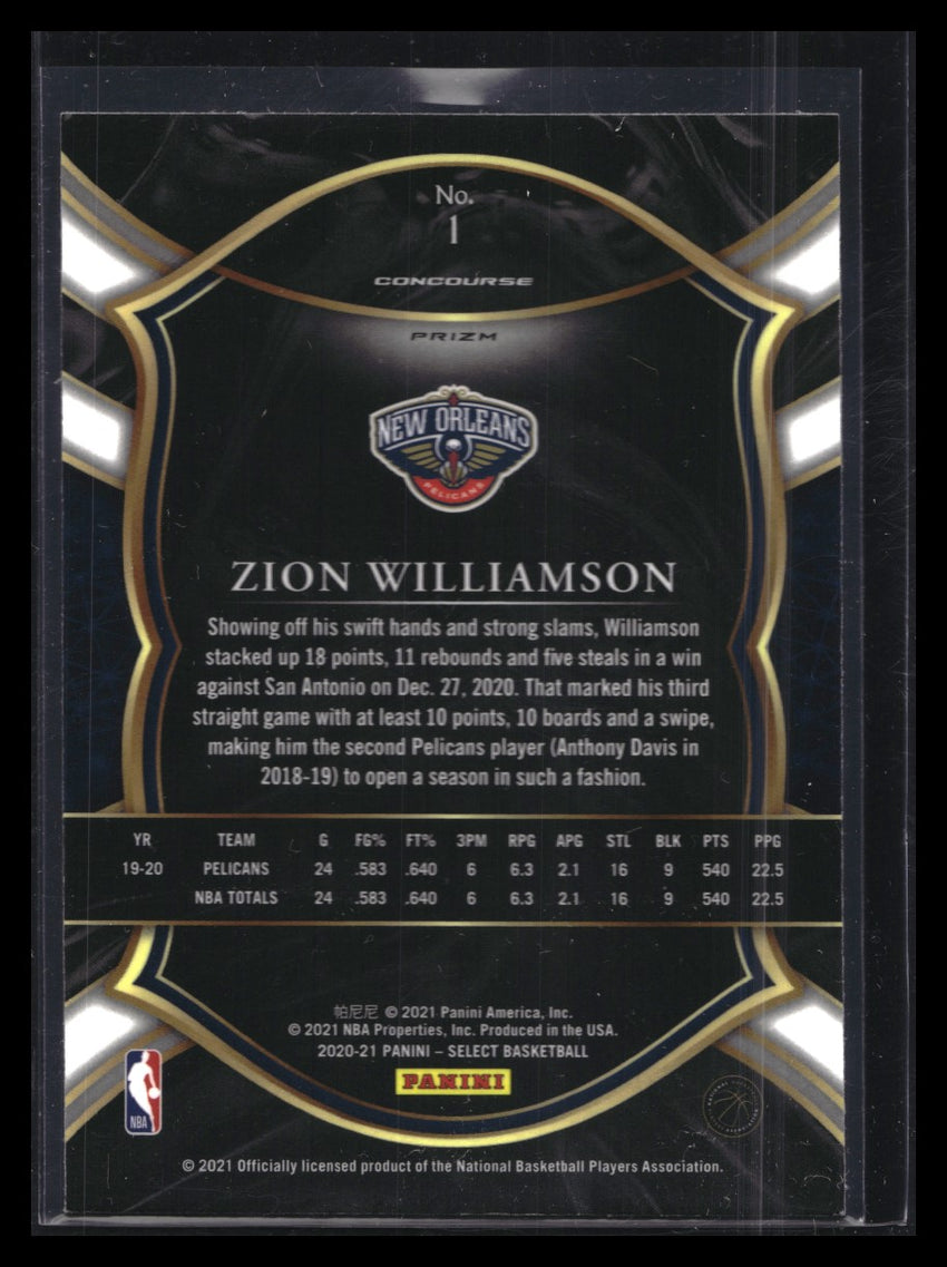 2020-21 Select ZION WILLIAMSON Concourse Prizm Silver #1