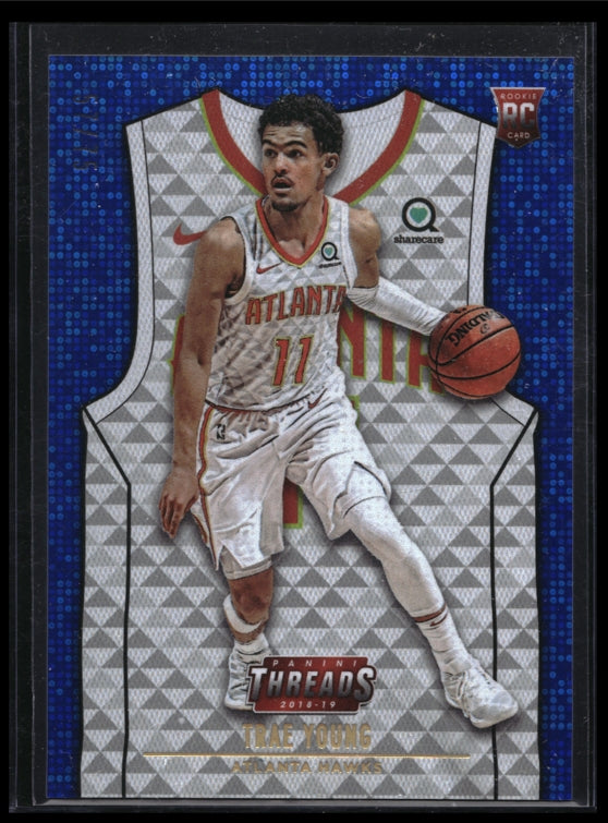 2018-19 Threads Trae Young Associaton Jersey Rookie Premium Blue Dazzle 57/75