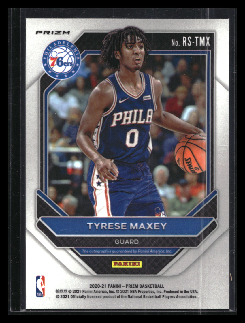 2020-21 Prizm Tyrese Maxey Rookie Signatures Auto Silver Prizm No Tmx