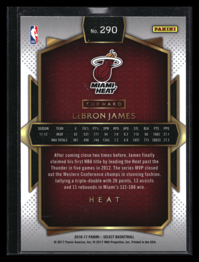 2016-17 Select Lebron James Courtside Base No 290